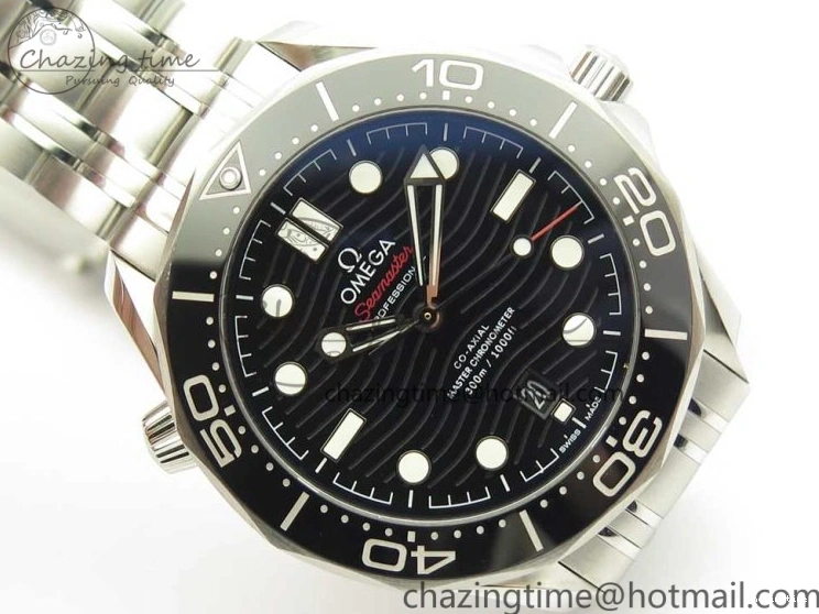 0520 2018 Seamaster Diver 300M OMF Best Edition Black Ceramic Black Dial on SS Bracelet A8800 (Black Balance Wheel) Breathable 7959